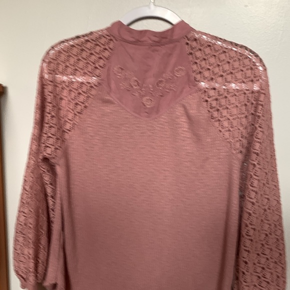 Free People Pink Lace Thermal Top - Picture 7 of 8